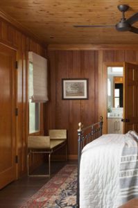 A cabin-like luxury bedroom.
